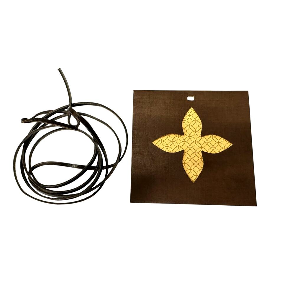 Louis Vuitton Gift Tag Note Card & 42” Brown Leather Tie Packaging Set